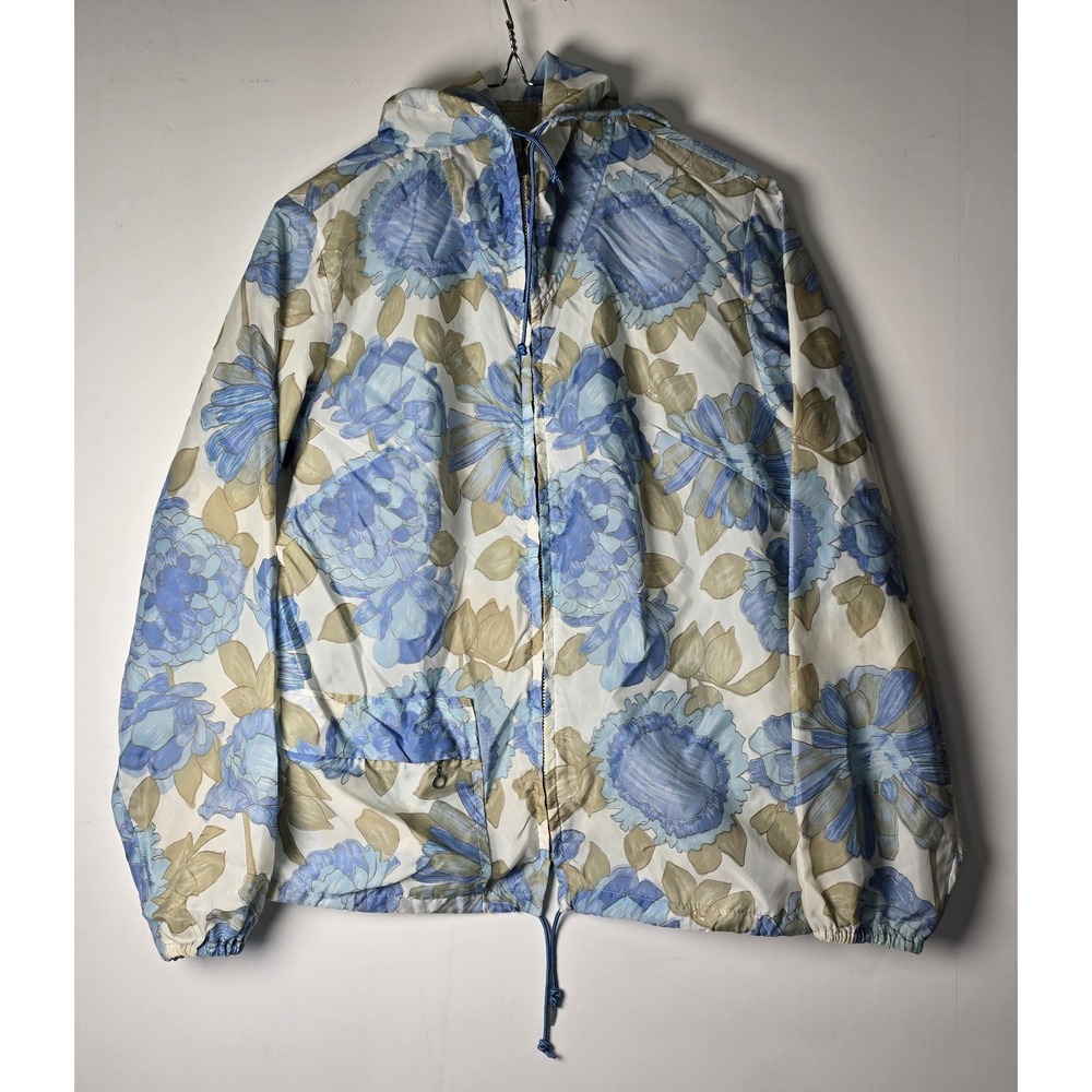 Unbranded Light Blue Floral Hooded‎ Jacket Sz Medium
